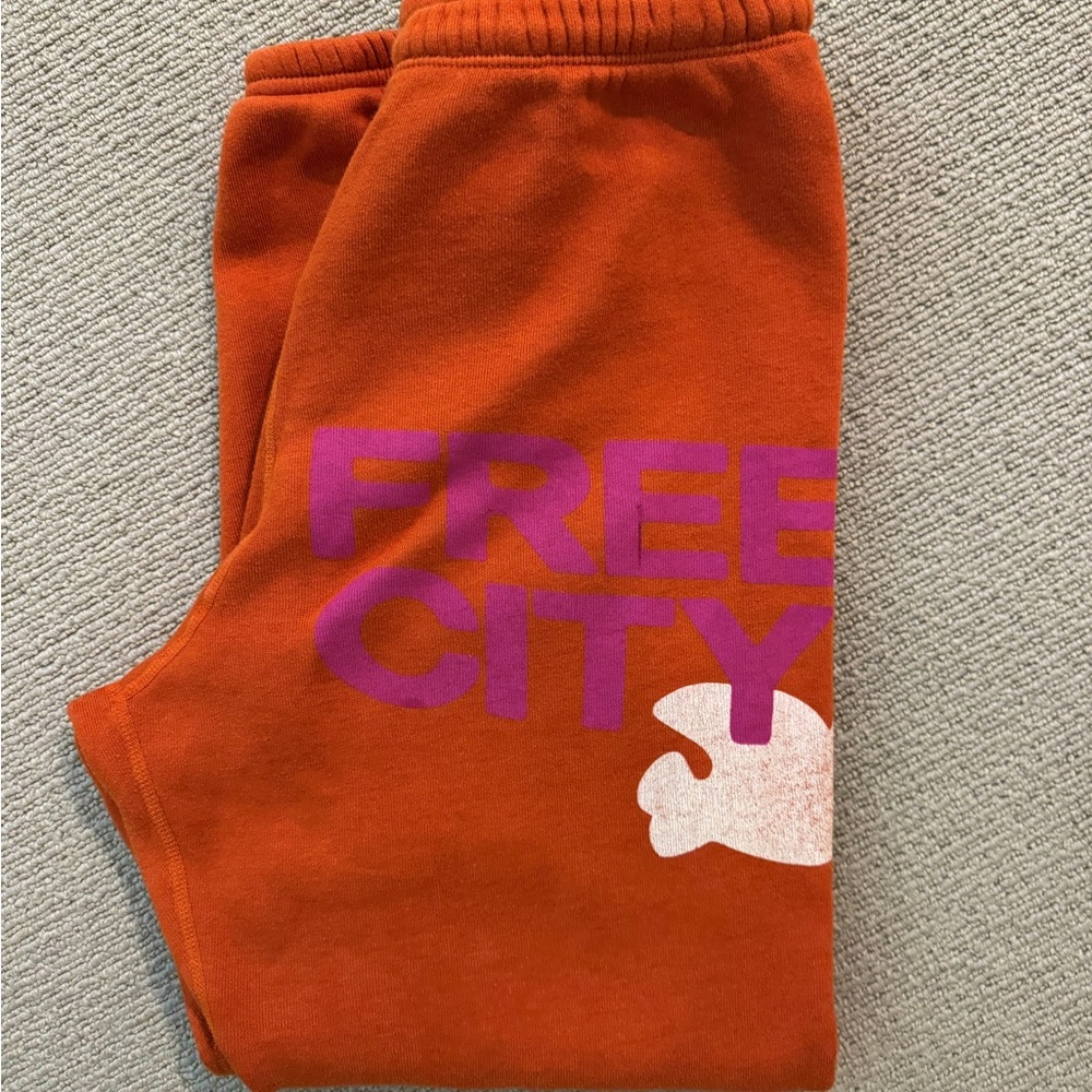 Freecity Orange Logo Bird Joggers Sweatpants XS like new
